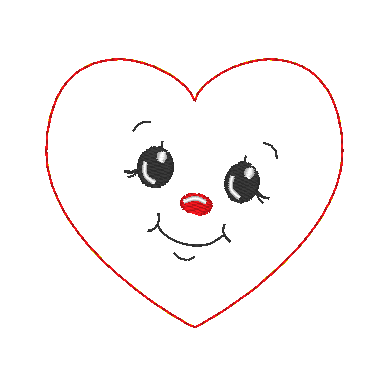 Stickdatei - 6 Herzen mit Gesicht (ITH und Doodle) - Sewando