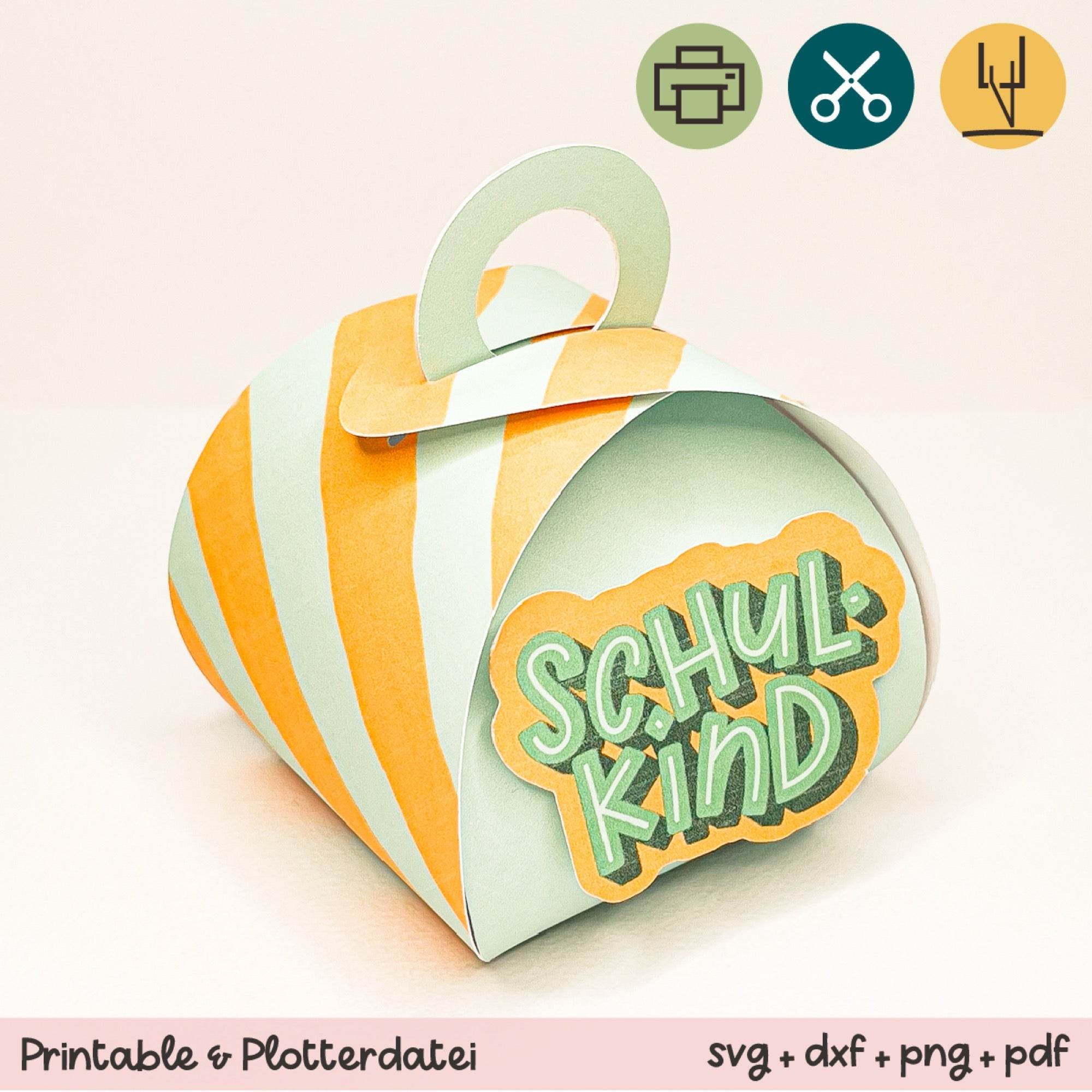 Bunte Geschenkbox zur Einschulung - Printable (Schere oder Plotter) - Sewando
