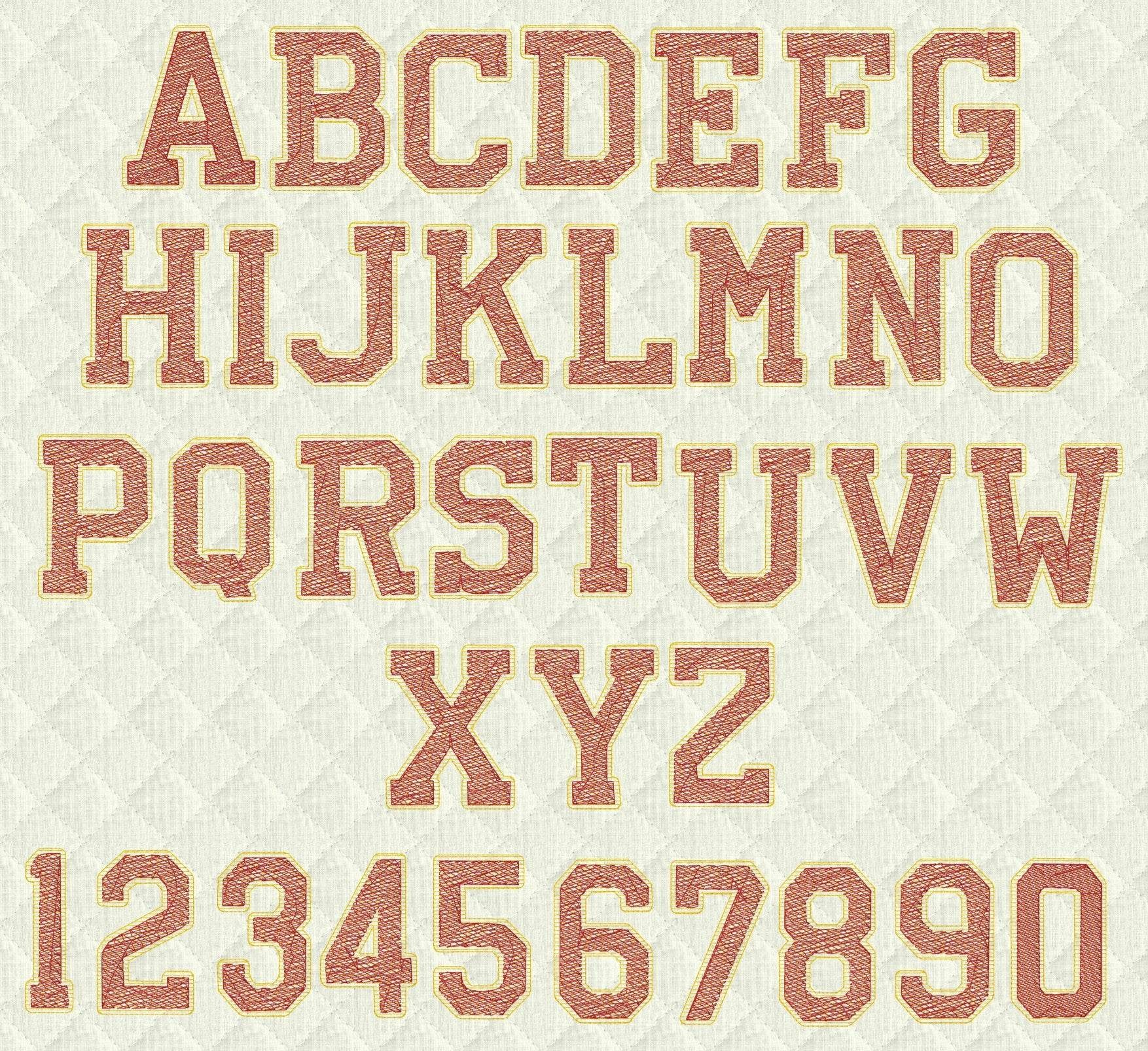 Stickdatei Glitter Vinyl Schrift College Style ca. 65mm Applikation Set 2541 - Sewando