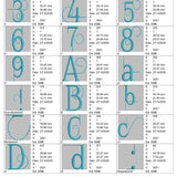 Stickdatei Schrift ca.3cm Buchstaben und Zahlen Set 2519 - Sewando
