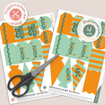 Geschenkanhänger Schulkind / 1. Klasse orange / grün - Printable (Schere oder Plotter) - Sewando