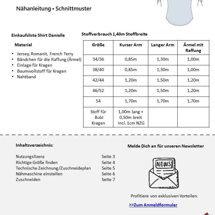 Schnittmuster Damen Shirt Danielle Gr. 34-54 - Sewando