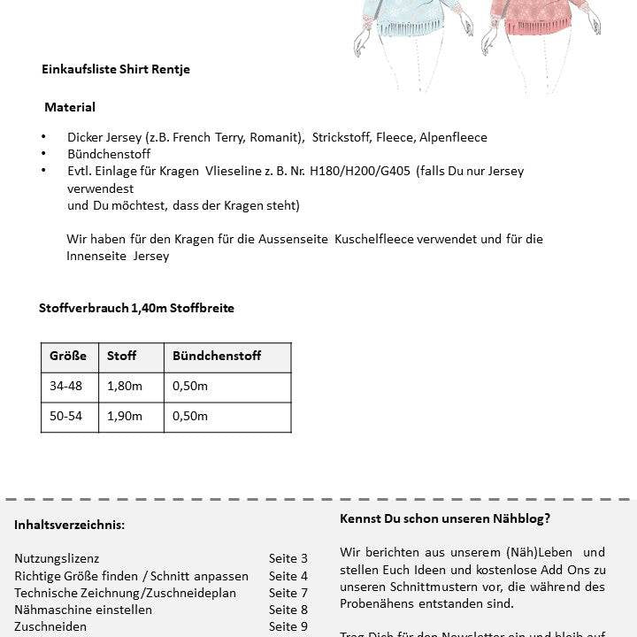 Schnittmuster Damenshirt Rentje Gr. 34-54 - Sewando