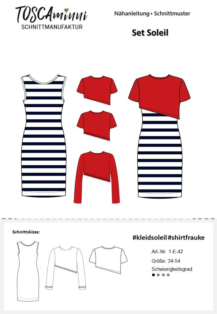 Schnittmuster Damen Kleid + Shirt Soleil Größe 34-54 - Sewando