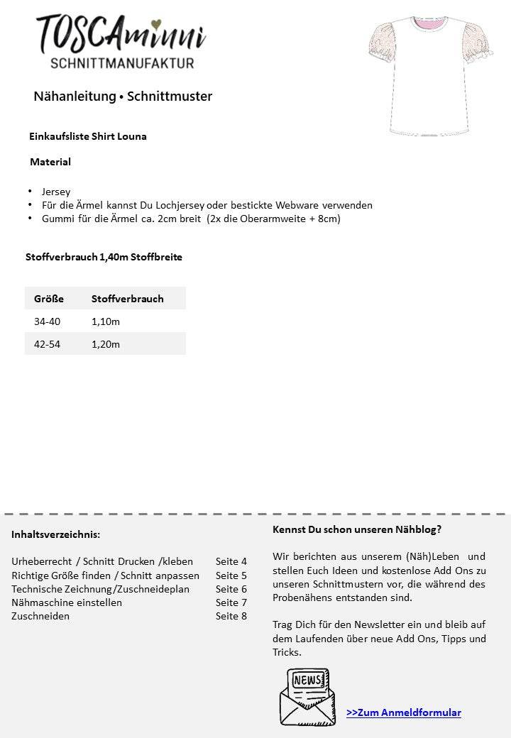 Schnittmuster Damen Shirt Louna Gr. 34-54 - Sewando