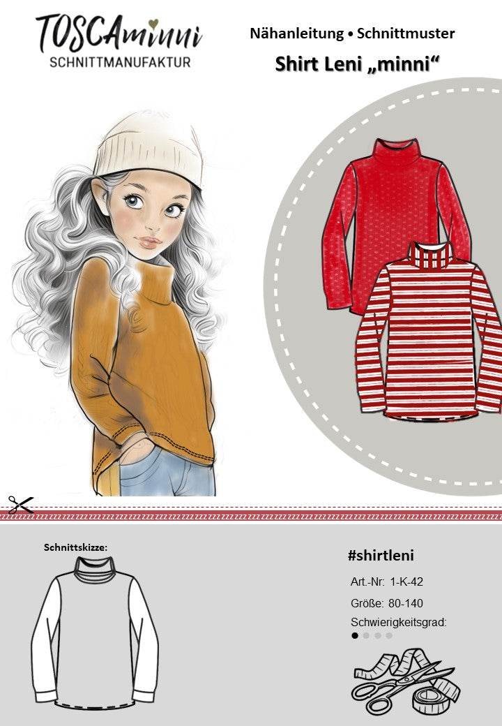 Schnittmuster Kinder Shirt Rollkragen Leni Gr. 80-140 - Sewando