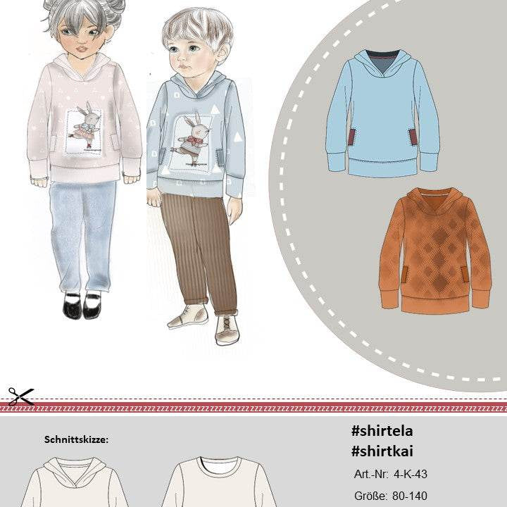 Schnittmuster Kinder Hoodie Ela+Kai Gr. 80-140 - Sewando