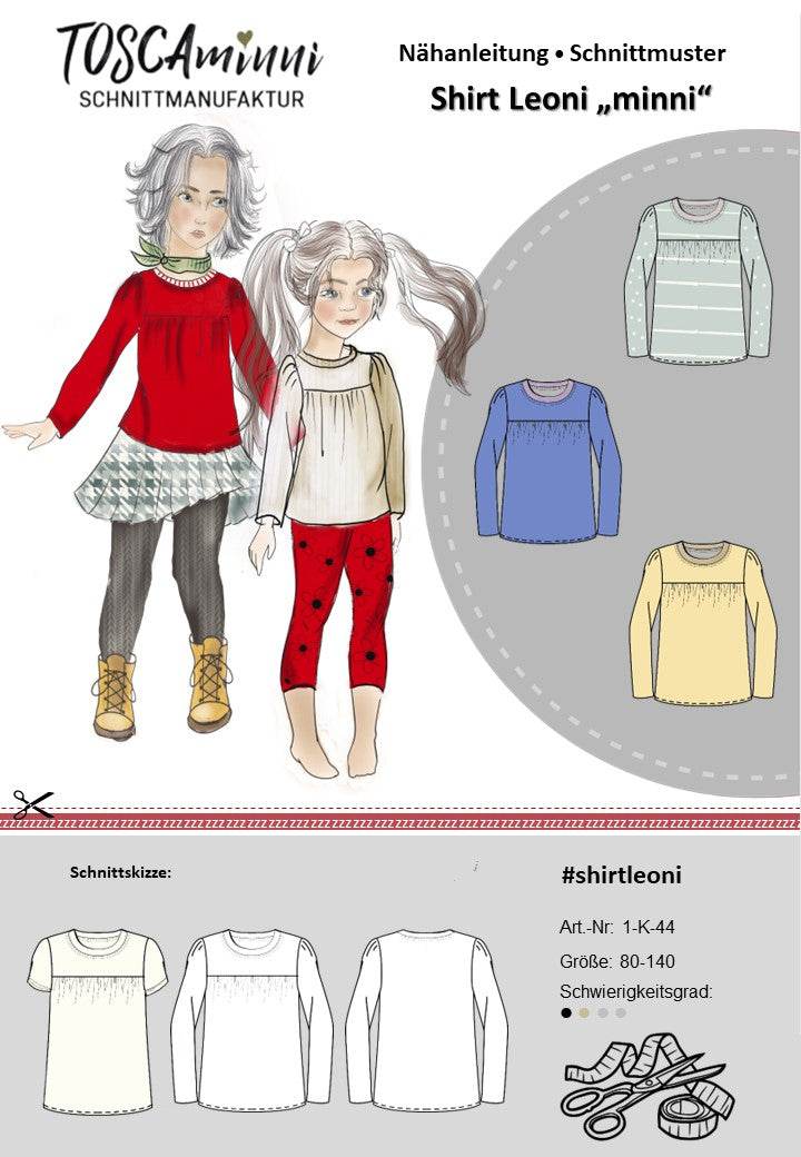 Schnittmuster Kinder Shirt Leoni Gr. 80-140 - Sewando