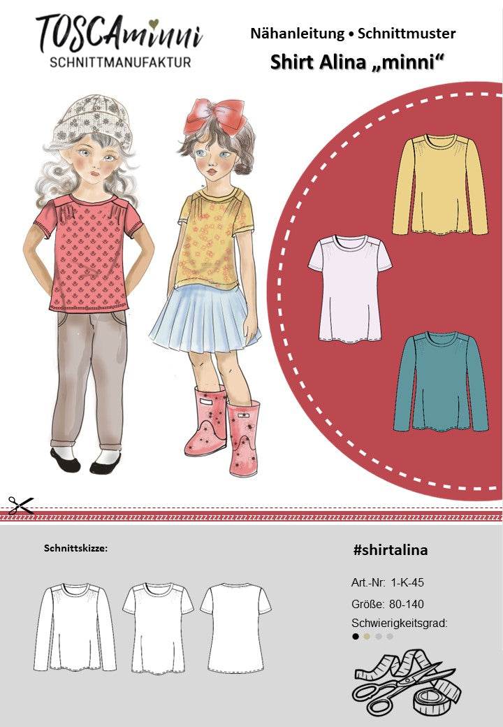 Schnittmuster Kinder Shirt Alina Gr. 80-140 - Sewando