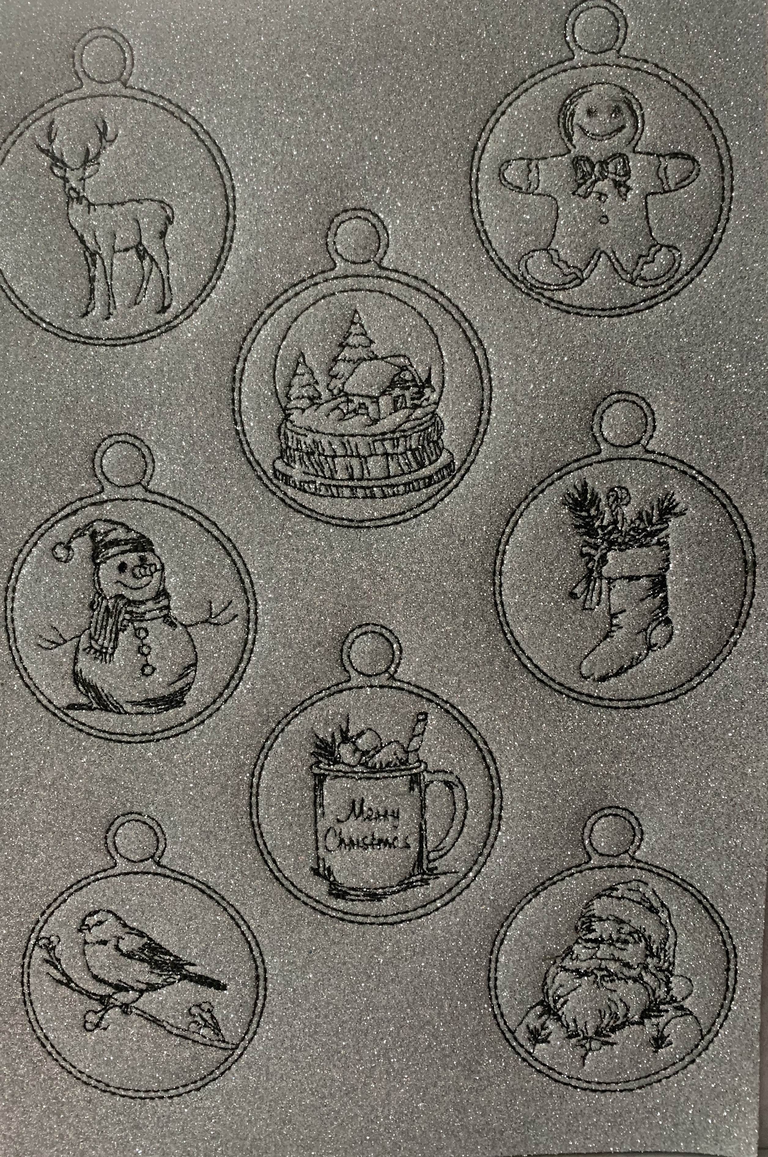 Stickdatei Weihnachten Vintage Anhänger Set 986 ITH Maschinenstickerei - Sewando