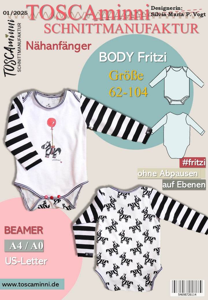 Schnittmuster Baby Body Schnittmuster Gr. 62-104 - Sewando