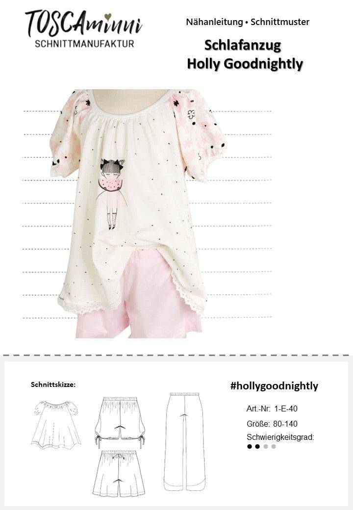 Schnittmuster Kinder Schlafanzug Holly Gr. 80-140 - Sewando