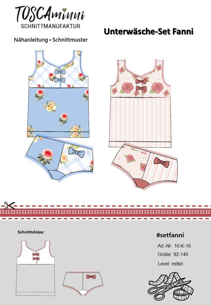 Schnittmuster Kinder Unterwäsche | Set Fanni Gr. 92 - 140 - Sewando