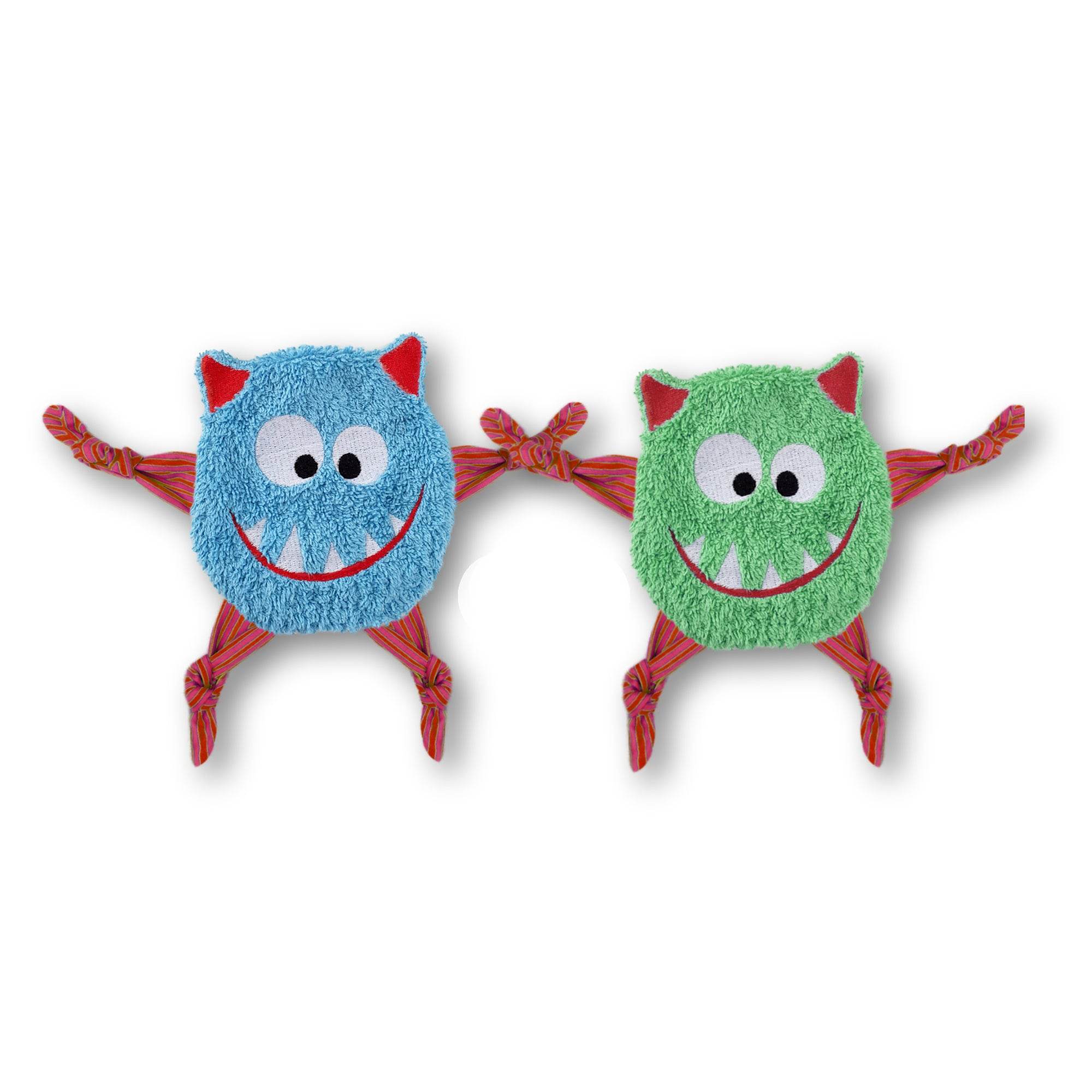 Stickdatei Monsterchen Kuscheltuch ITH Rahmen 13 cm x 18 cm, Schmusetuch, Kuscheltier - Sewando