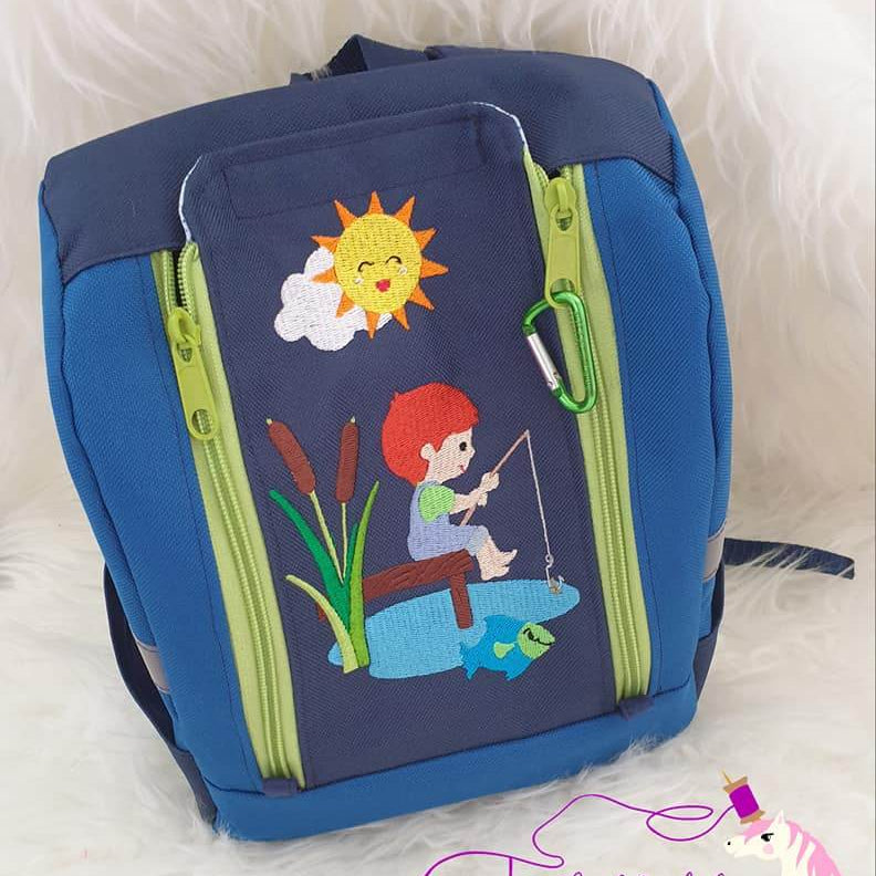 Stickdatei Jungen gehen Angeln Fisch Angel Hund Boy Set 312 - Sewando