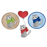 Stickdatei Katze, Doodle, Applikation, Button - Sewando