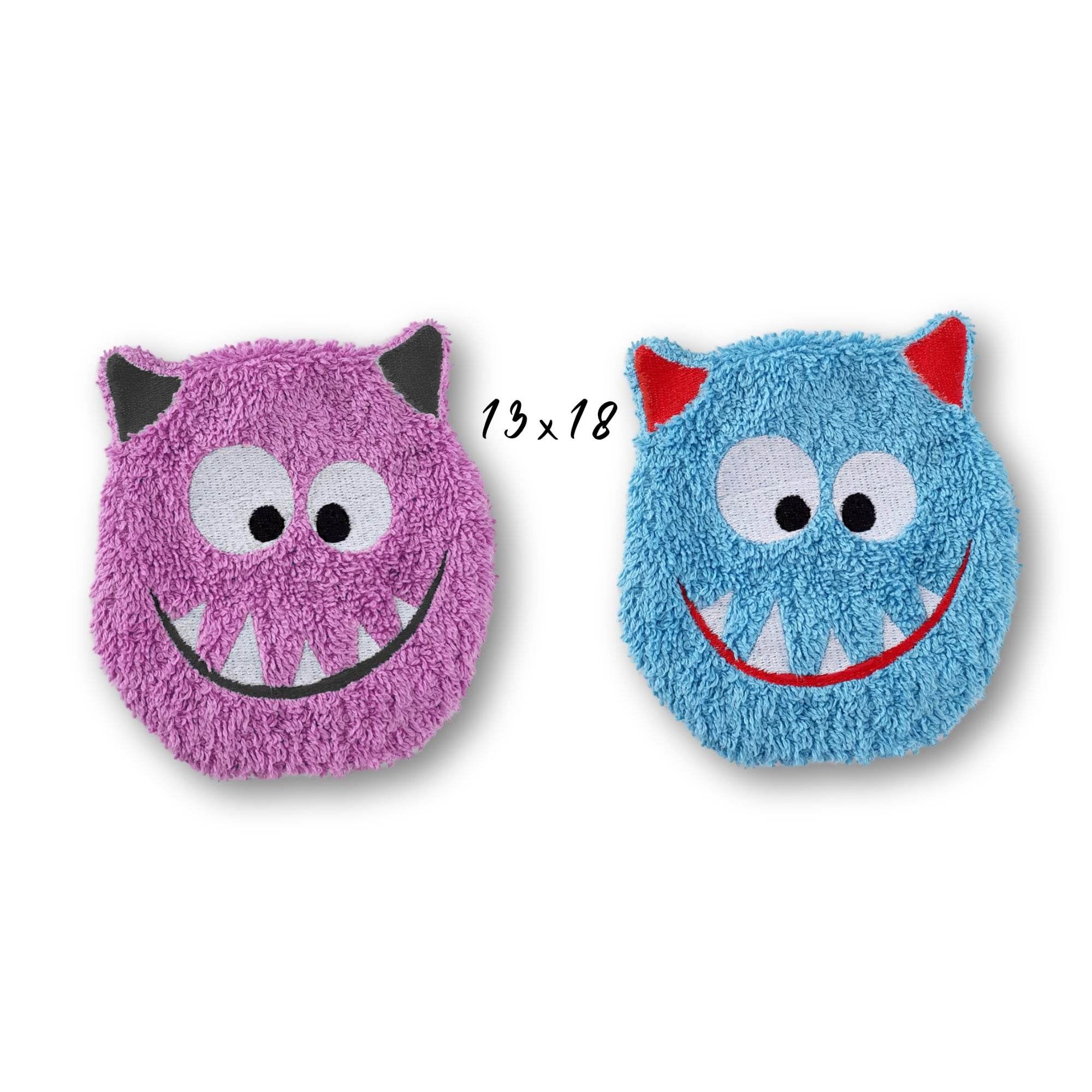 Stickdatei Monsterchen Rahmen 13 cm x 18 cm, Kissen, Schmusetuch, Kuscheltier - Sewando