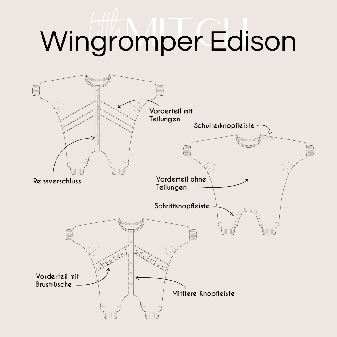 Wingromper Edison Schnittmuster Einteiler Gr. 56-104 - Sewando