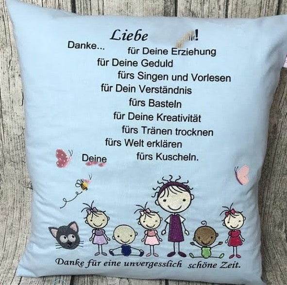 Stickdatei Strichmännchen Familie 1 und 2 mit Hund Katze Mama Papa Set 196 - Sewando