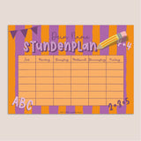 Stundenplan mit eigenem Namen - orange / lila - Printable - Sewando