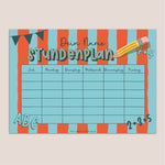 Stundenplan mit eigenem Namen - rot / blau - Printable - Sewando