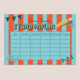 Stundenplan mit eigenem Namen - rot / blau - Printable - Sewando