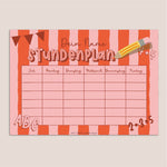 Stundenplan mit eigenem Namen - rosa / rot - Printable - Sewando
