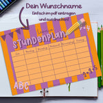 Stundenplan mit eigenem Namen - orange / lila - Printable - Sewando