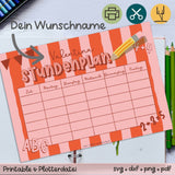 Stundenplan mit eigenem Namen - rosa / rot - Printable - Sewando