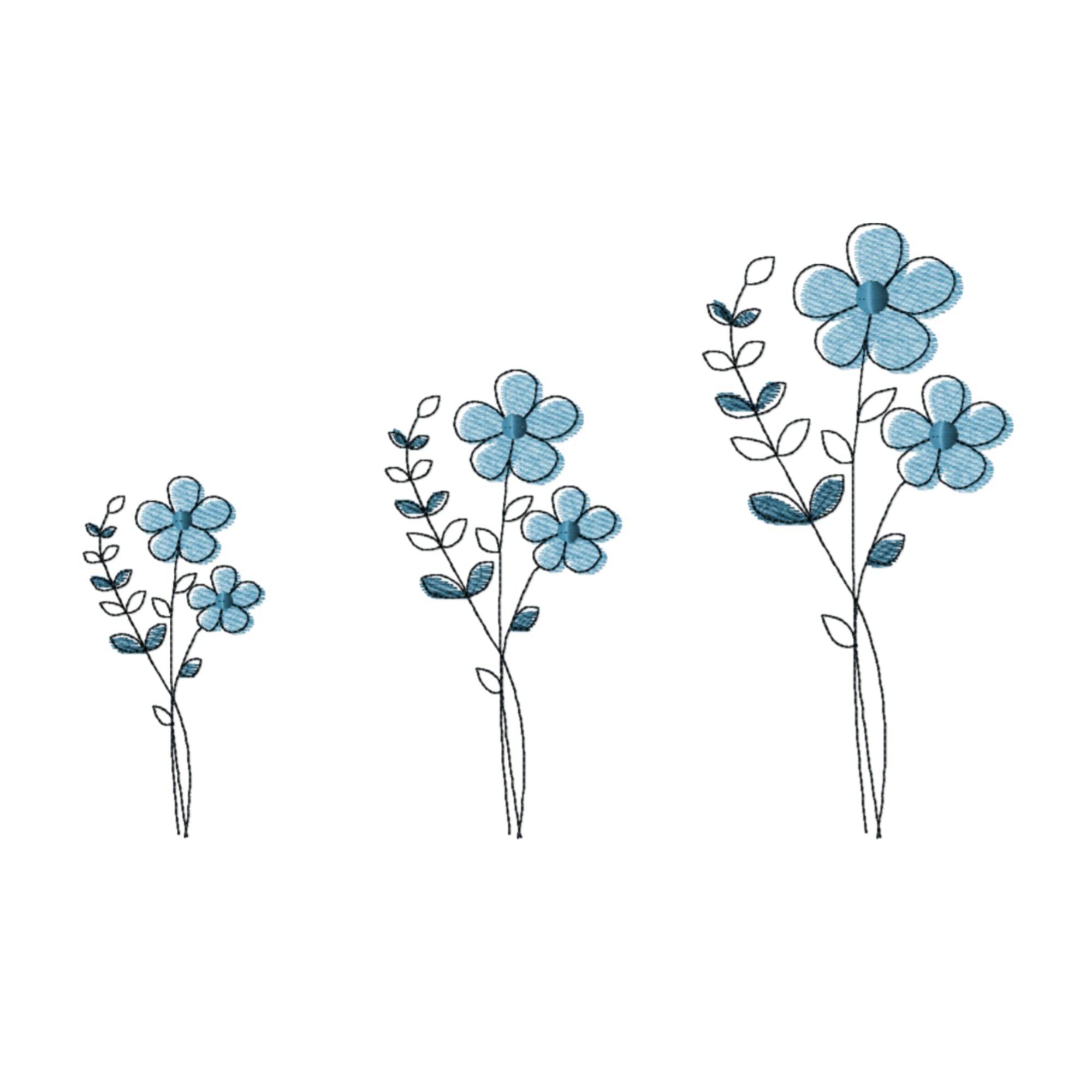 Stickdatei Blume in drei Größen, Redwork, Frühling, Sommer - Sewando