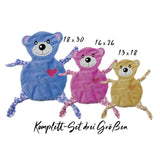 Stickdatei Bär Kuscheltuch ITH in drei Größen, Baby, Schmusetuch, Kuscheltier - Sewando