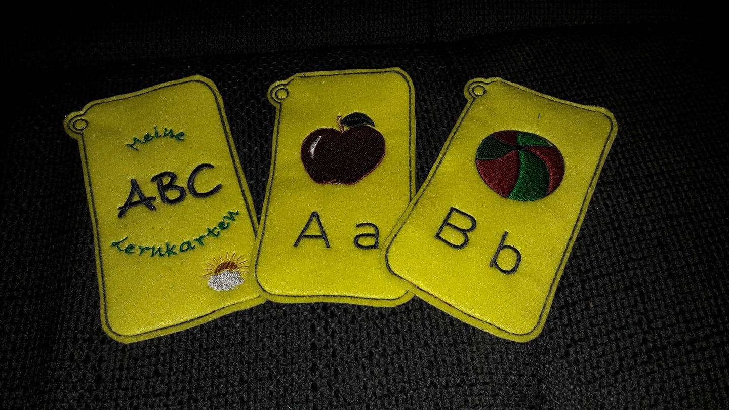 Stickdatei - ABC Lernkarten Alphabet von A-Z - Sewando