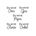 Stickdatei Schrift Baby Ankündigung, Rahmen 10 cm x 10 cm, Papa, Oma, Opa, Tante, Onkel, Spruch, Baby - Sewando