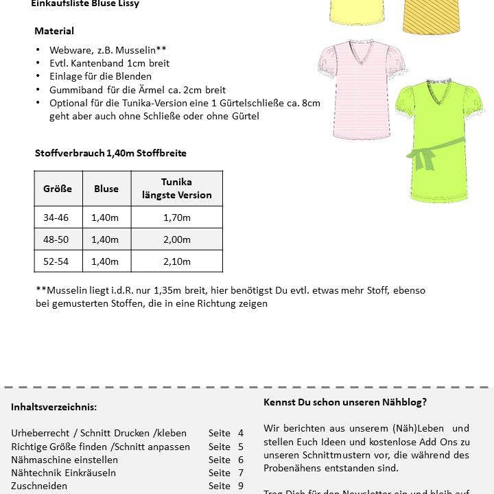 Schnittmuster Damen Bluse Lissy Gr. 34-54 - A4-/A0-Datei - Sewando