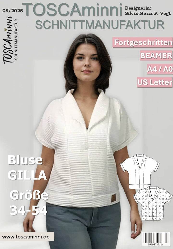 Schnittmuster Bluse Gilla | kurzarm mit Kragen | Leinen - Sewando