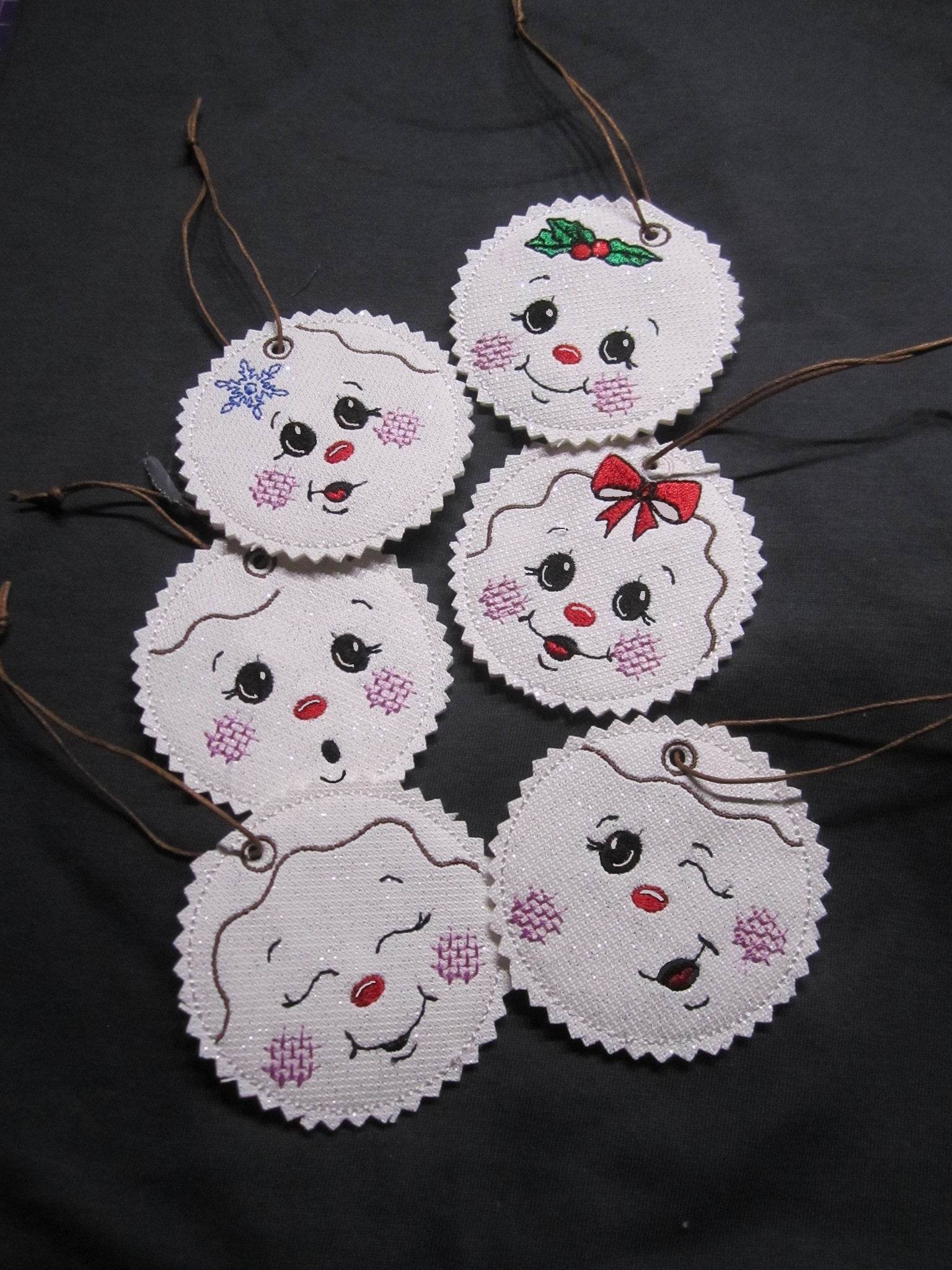 Stickdatei - 6 Kekse / Lebkuchen mit Gesicht (ITH und Doodle) - Sewando