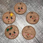 Stickdatei - 6 Kekse / Lebkuchen mit Gesicht (ITH und Doodle) - Sewando