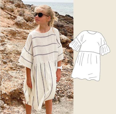 LOELLA Dress Schnittmuster Kleid aus Webstoff/ Musselin, 2 Varianten Gr. 80-164 : - Sewando