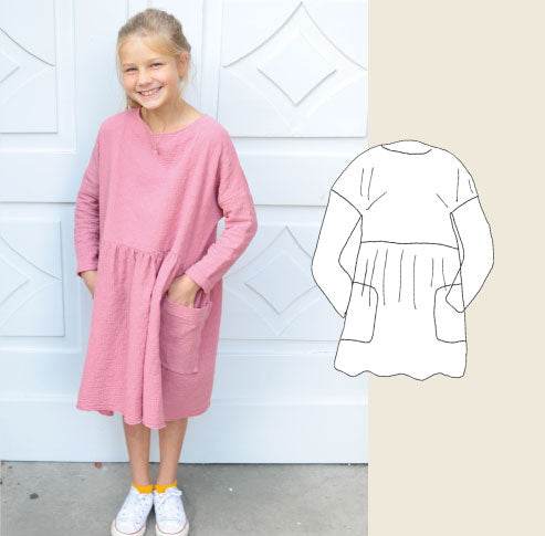 LOELLA Dress Schnittmuster Kleid aus Webstoff/ Musselin, 2 Varianten Gr. 80-164 : - Sewando