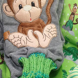 Stickdatei - Doodle-Applikation "Affenbaby" mit Accessoires