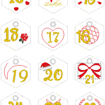 Stickdatei - 6-Eck Zahlenanhänger 1-25 für Adventskalender - Sewando