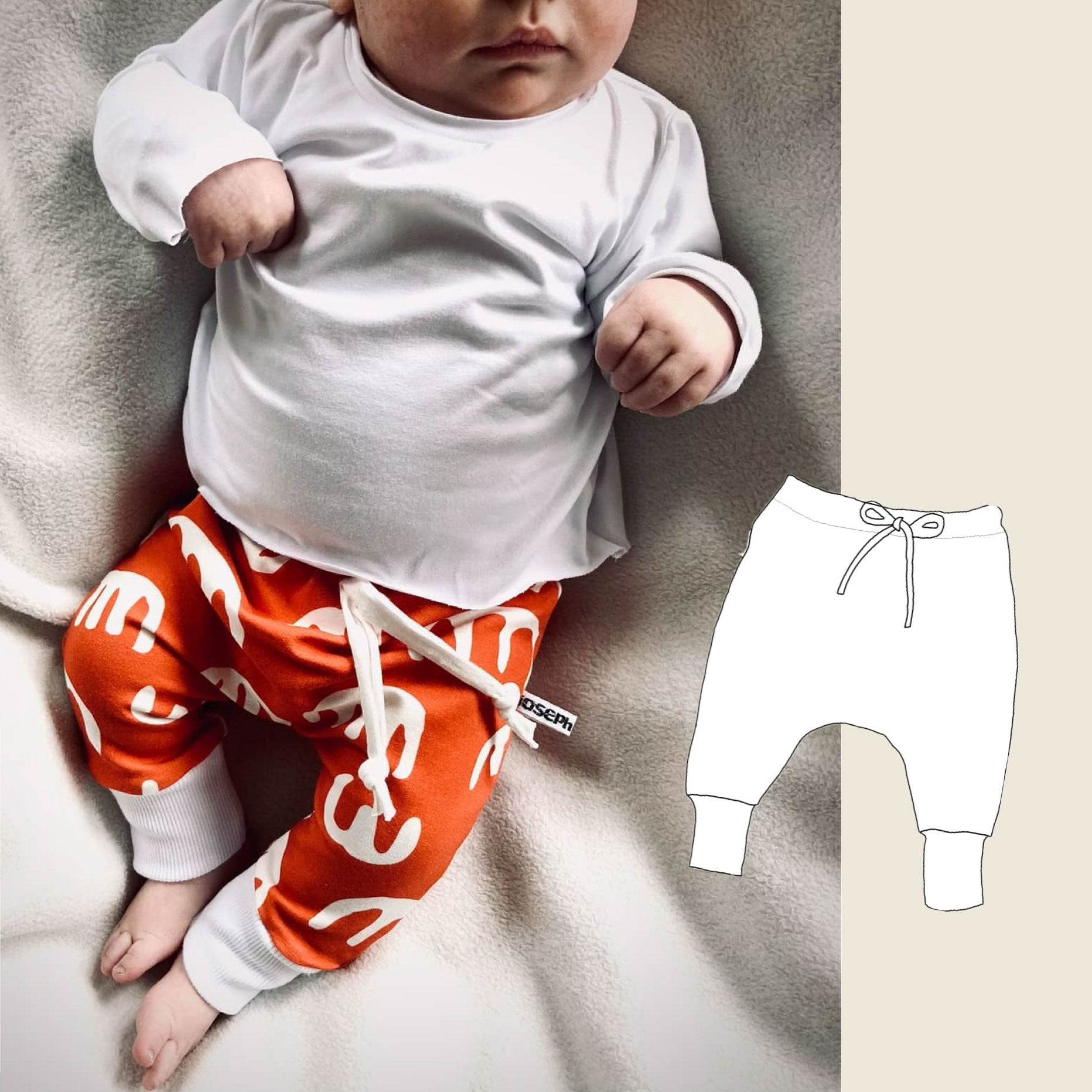 Comfy-Pants Schnittmuster für lässige Babyhose aus Sweat/ Jersey Gr. 44-104 : - Sewando