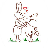 Stickdatei Osterhasen Redwork Rahmen 10 cm x 10 cm, Hase, sticken, Frühling - Sewando