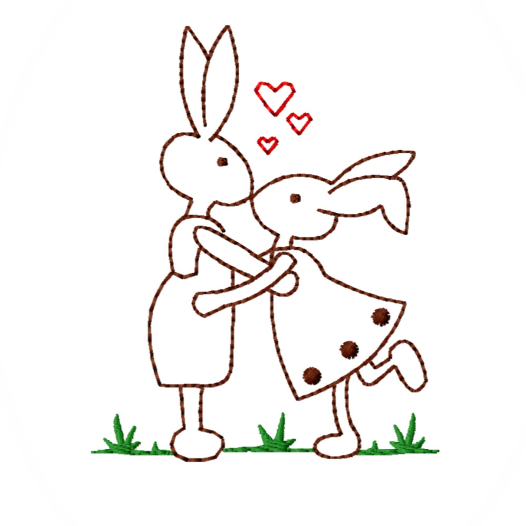 Stickdatei Osterhasen Redwork Rahmen 10 cm x 10 cm, Hase, sticken, Frühling - Sewando