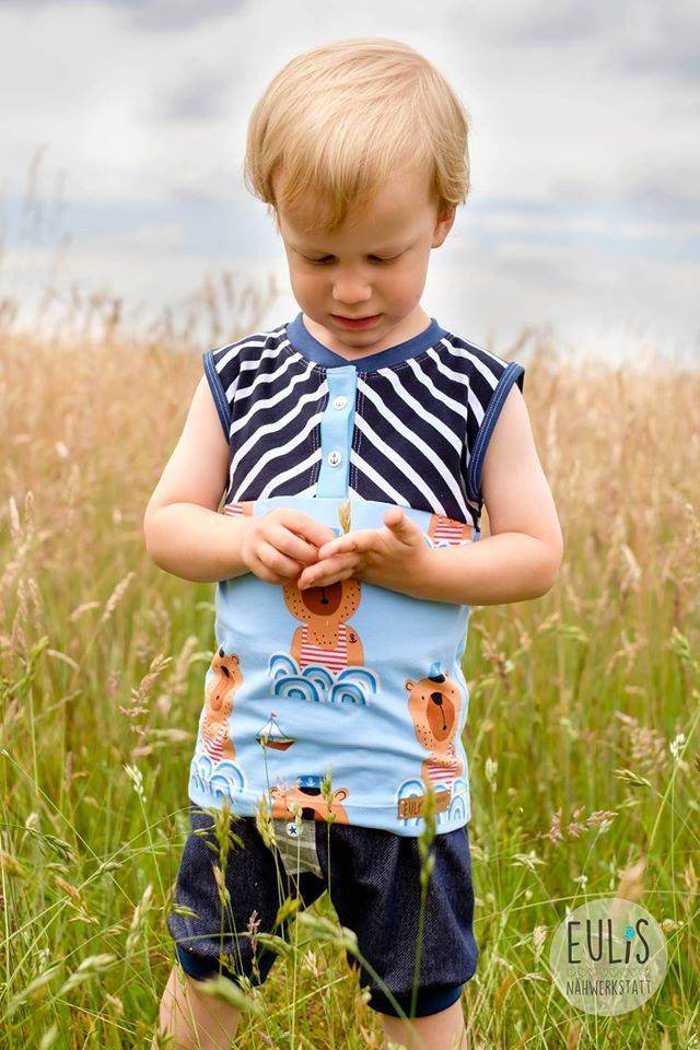Sommer Outfitset Gr. 74 -104 Bermuda (3 Längen) & wandelbares Top/ Shirt / 2 Schnittmuster - Sewando