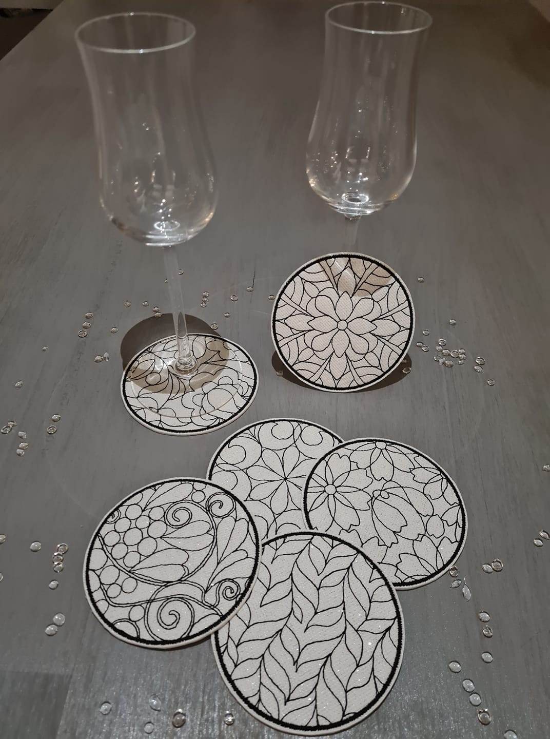 Stickdatei - Untersetzer - Florale MUSTER - Sewando