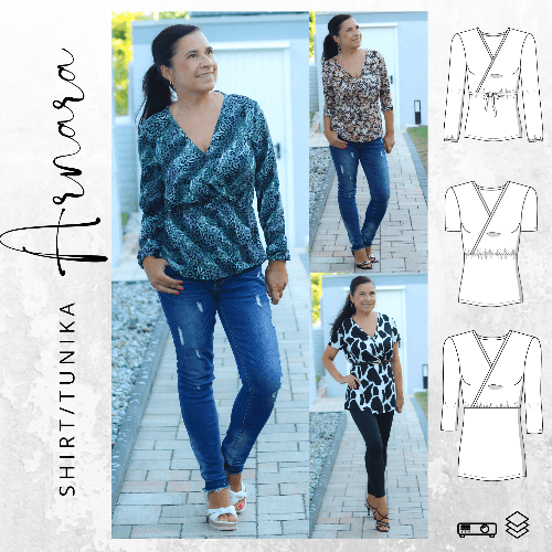 BUNDLE Schnittmuster PDF Ebook Shirt ARNARA Gr. 34-54 + Hose ERICE Gr. 32-56 - Sewando
