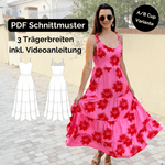 Trägerkleid mit Stufen, Sommerkleid RAFAELA, A/B-Cup, PDF Schnittmuster, Gr. 32-50 - Sewando