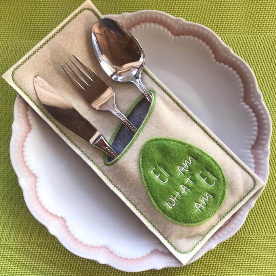 Stickdatei - Bestecktaschen Ostereier mit Sprüchen (9 Dateien) - Sewando