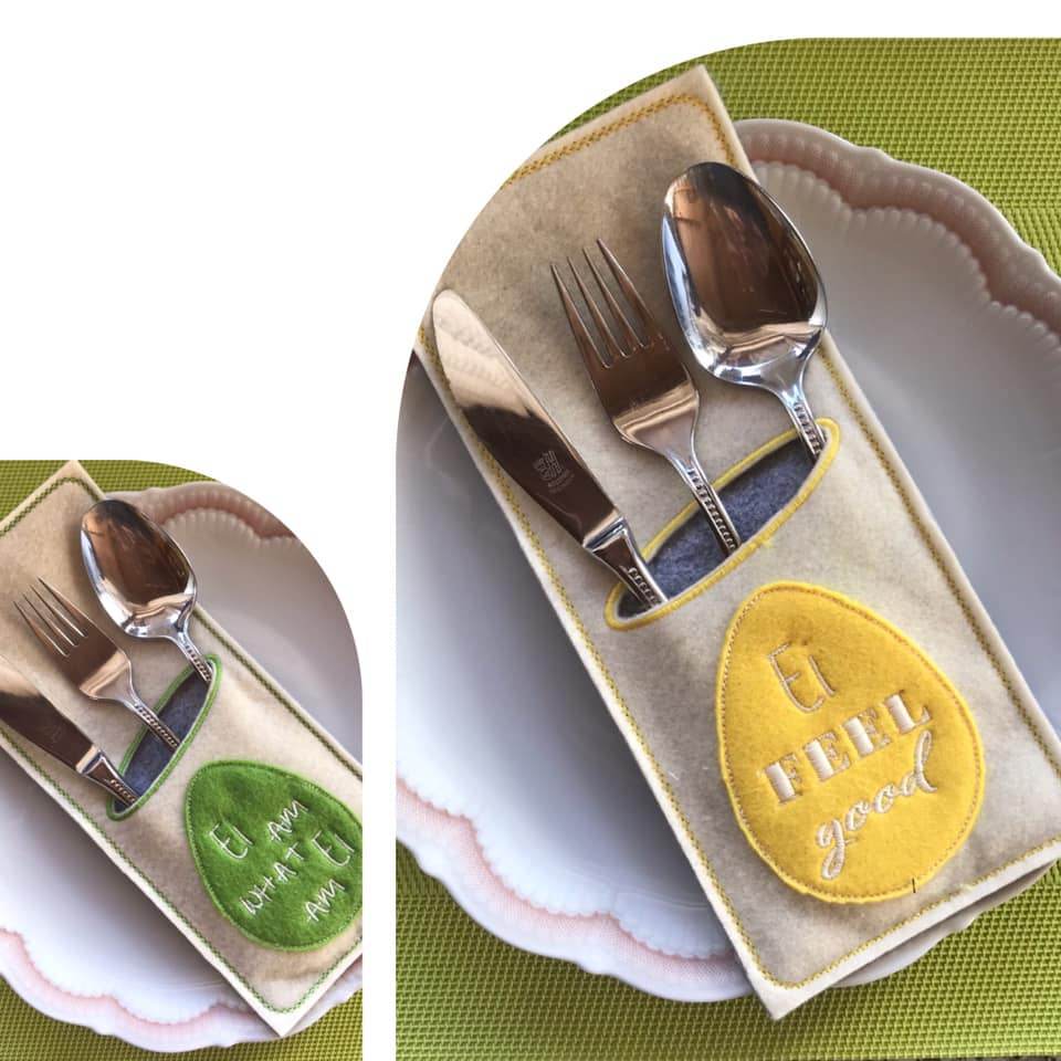 Stickdatei - Bestecktaschen Ostereier mit Sprüchen (9 Dateien) - Sewando